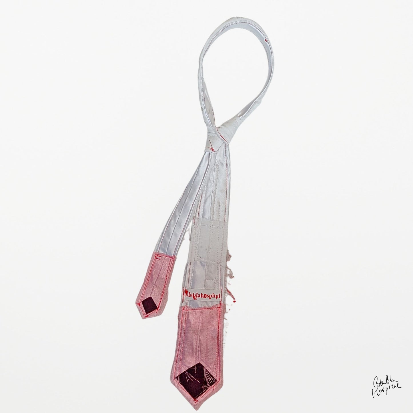 Ghost Face White Tie with Japanese Print