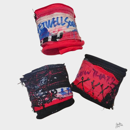 Blue Writings & Knit Patch -  Blabla Patient Wristband