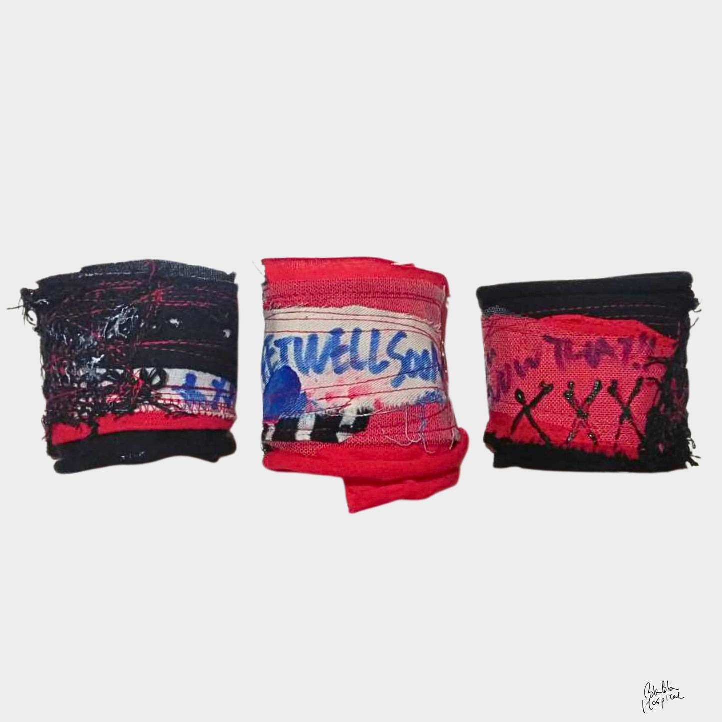 Blue Writings & Knit Patch -  Blabla Patient Wristband