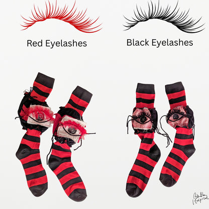 Eyes｜赤黒しましまソックス