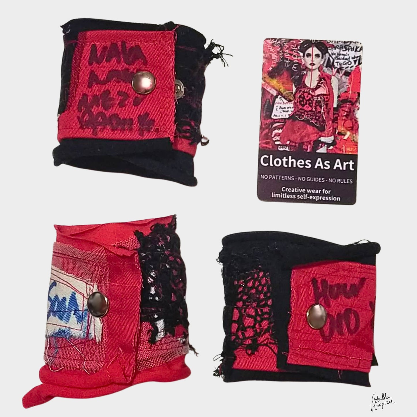 Blue Writings & Knit Patch -  Blabla Patient Wristband