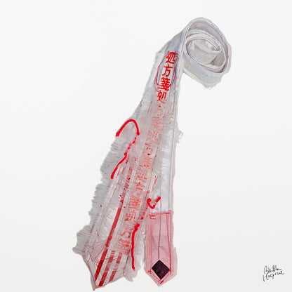 Ghost Face White Tie with Japanese Print