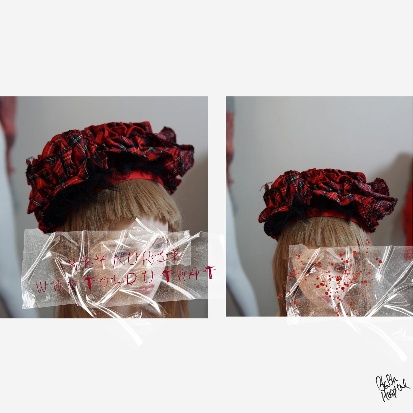 Red Tartan Intuitive Frill　– Red Nurse Cap
