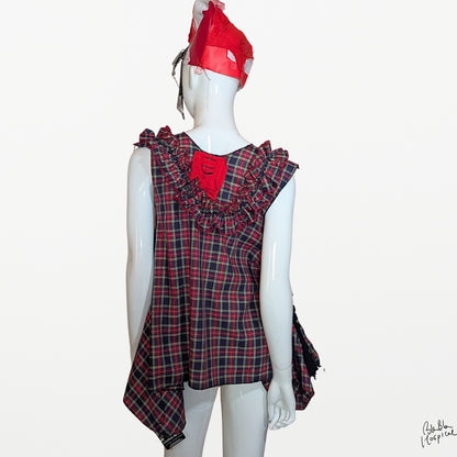 ART CURTAIN | Navy Check Sleeveless Top