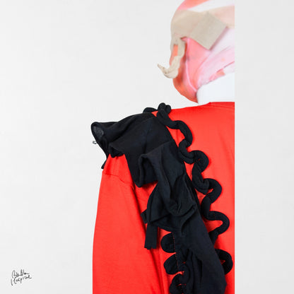 Heart No.003 | Message in White – Oversized Red T-shirt