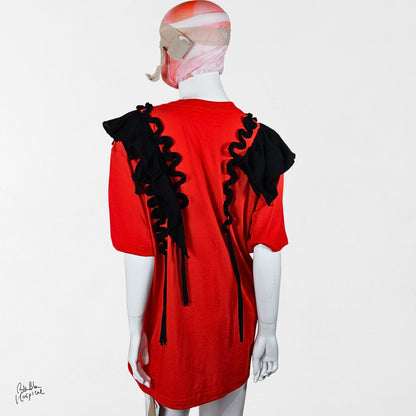 Heart No.003 | Message in White – Oversized Red T-shirt