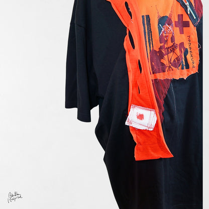 Heart No.007 | Wounded Patch – Oversized Black T-shirt