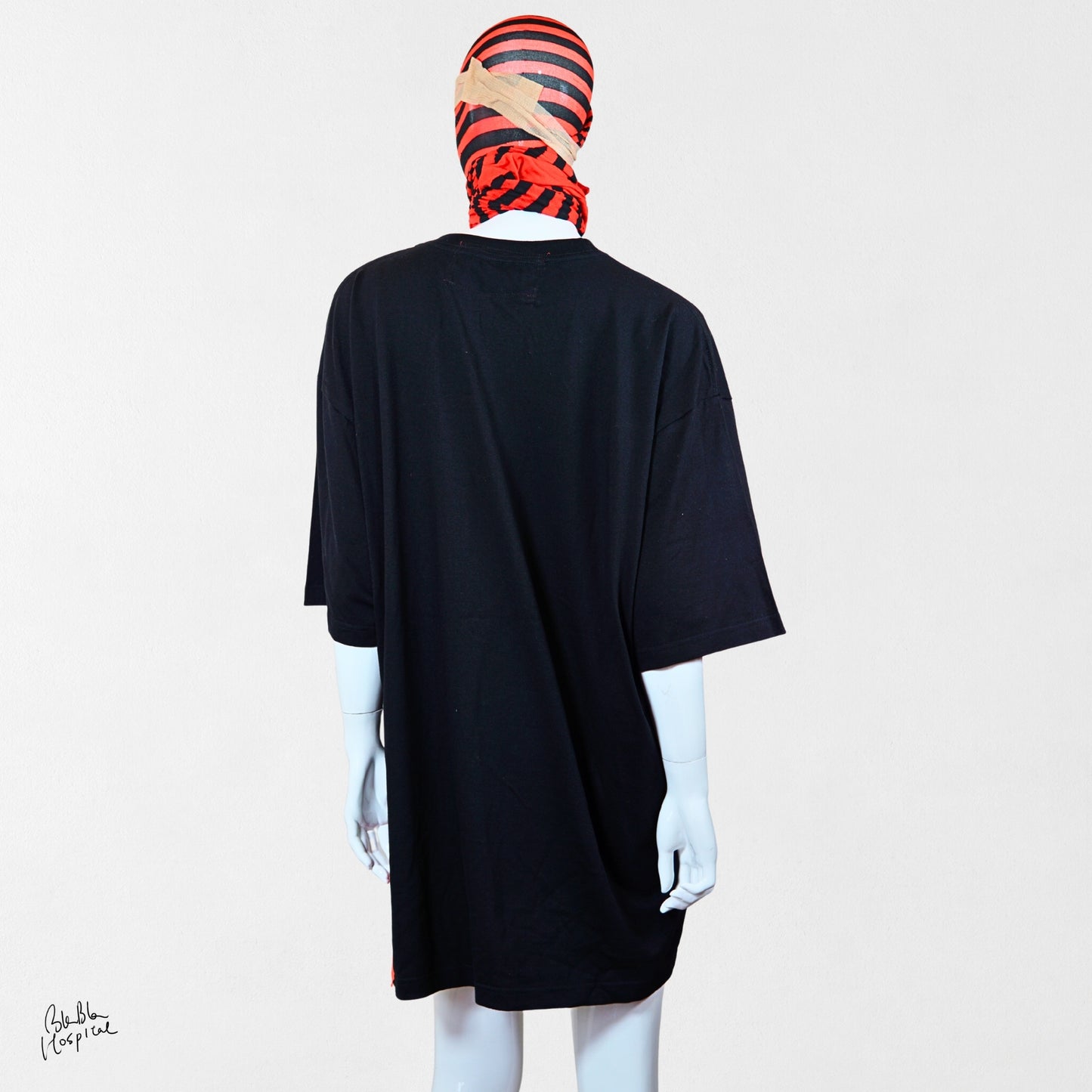 Heart No.007 | Wounded Patch – Oversized Black T-shirt