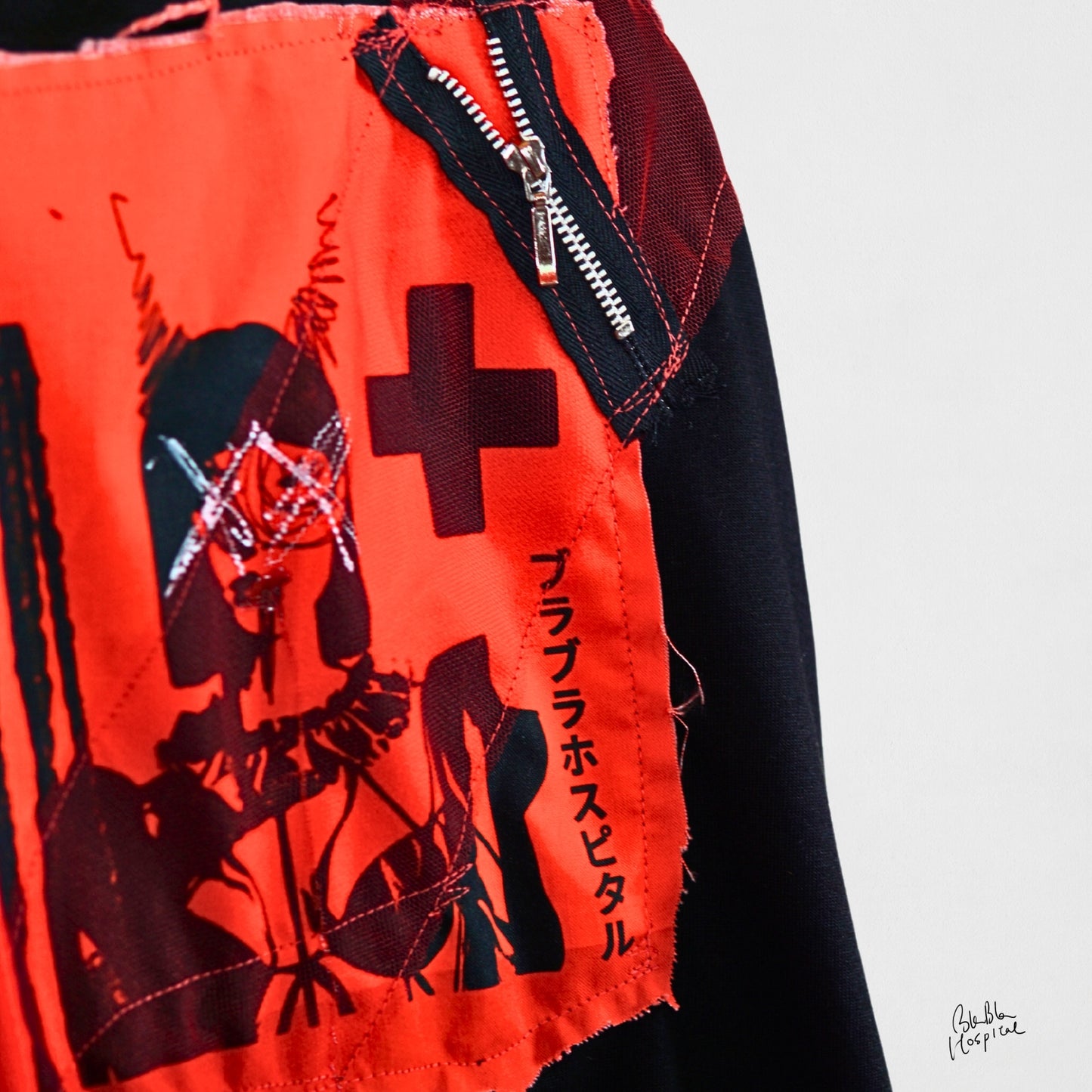 Heart No.007 | Wounded Patch – Oversized Black T-shirt