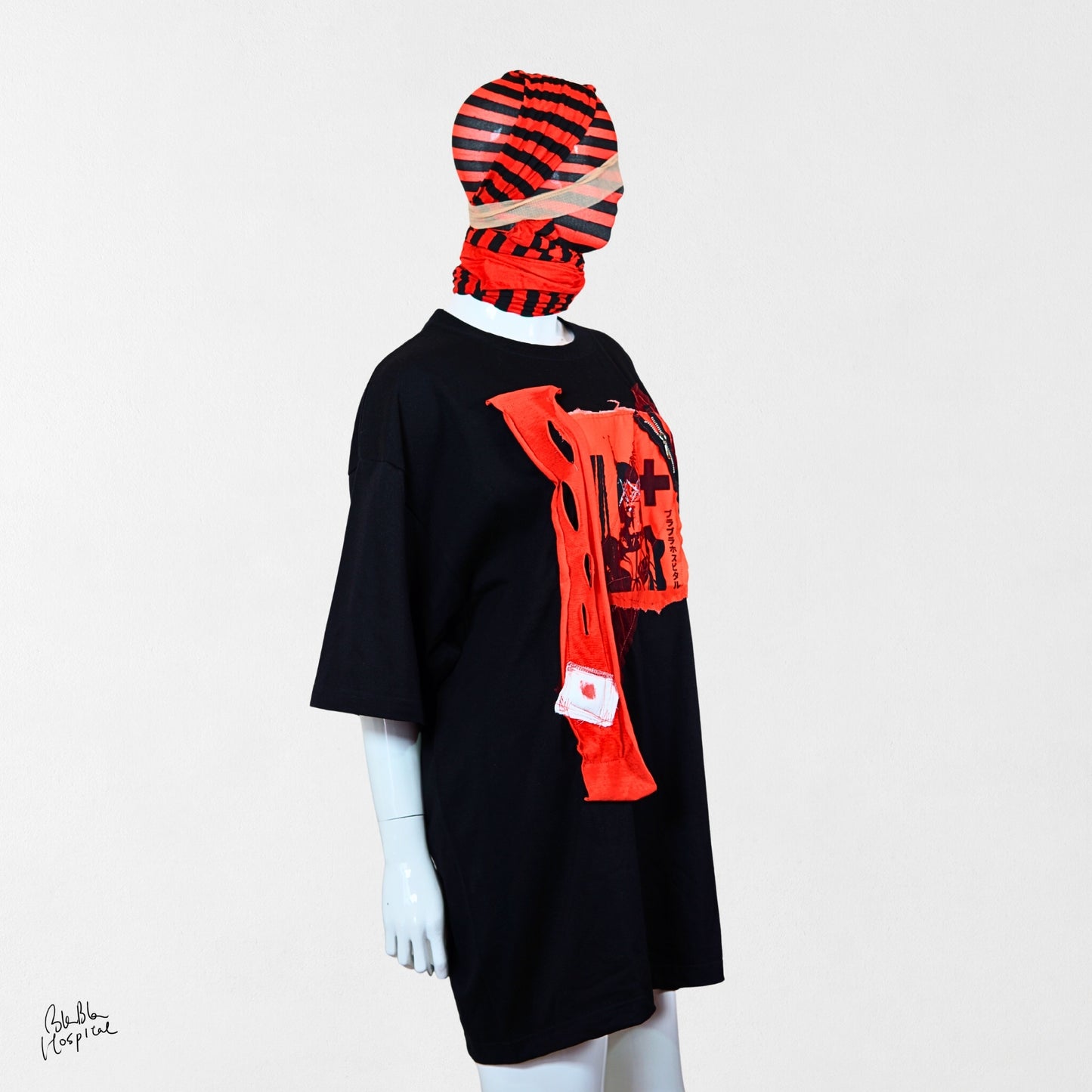 Heart No.007 | Wounded Patch – Oversized Black T-shirt