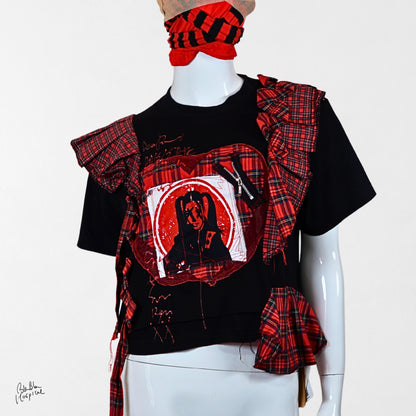 Heart No.001 | Memory in Red and Black – Black T-shirt