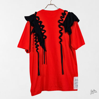 Heart No.003 | Message in White – Oversized Red T-shirt