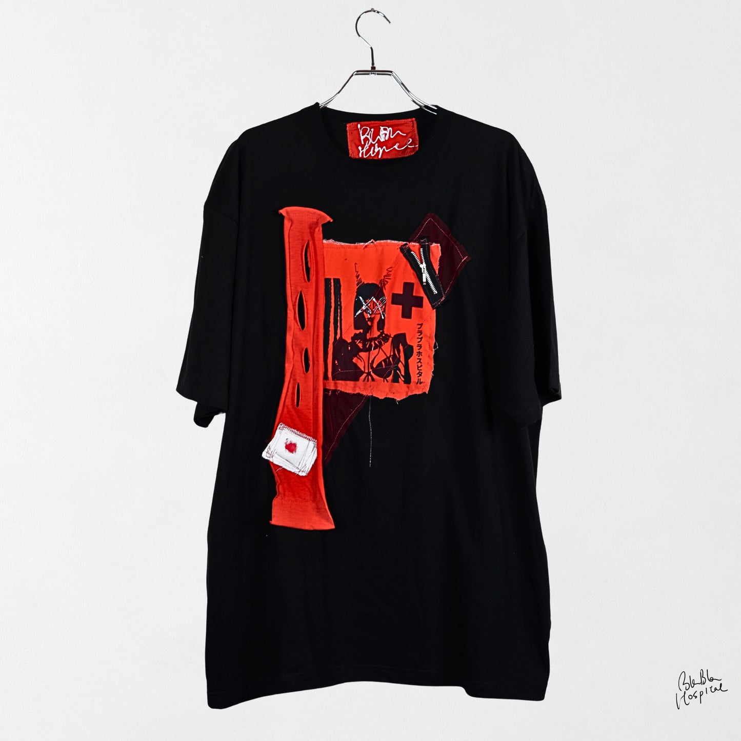 Heart No.007 | Wounded Patch – Oversized Black T-shirt