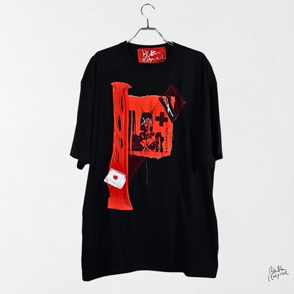 Heart No.007 | Wounded Patch – Oversized Black T-shirt